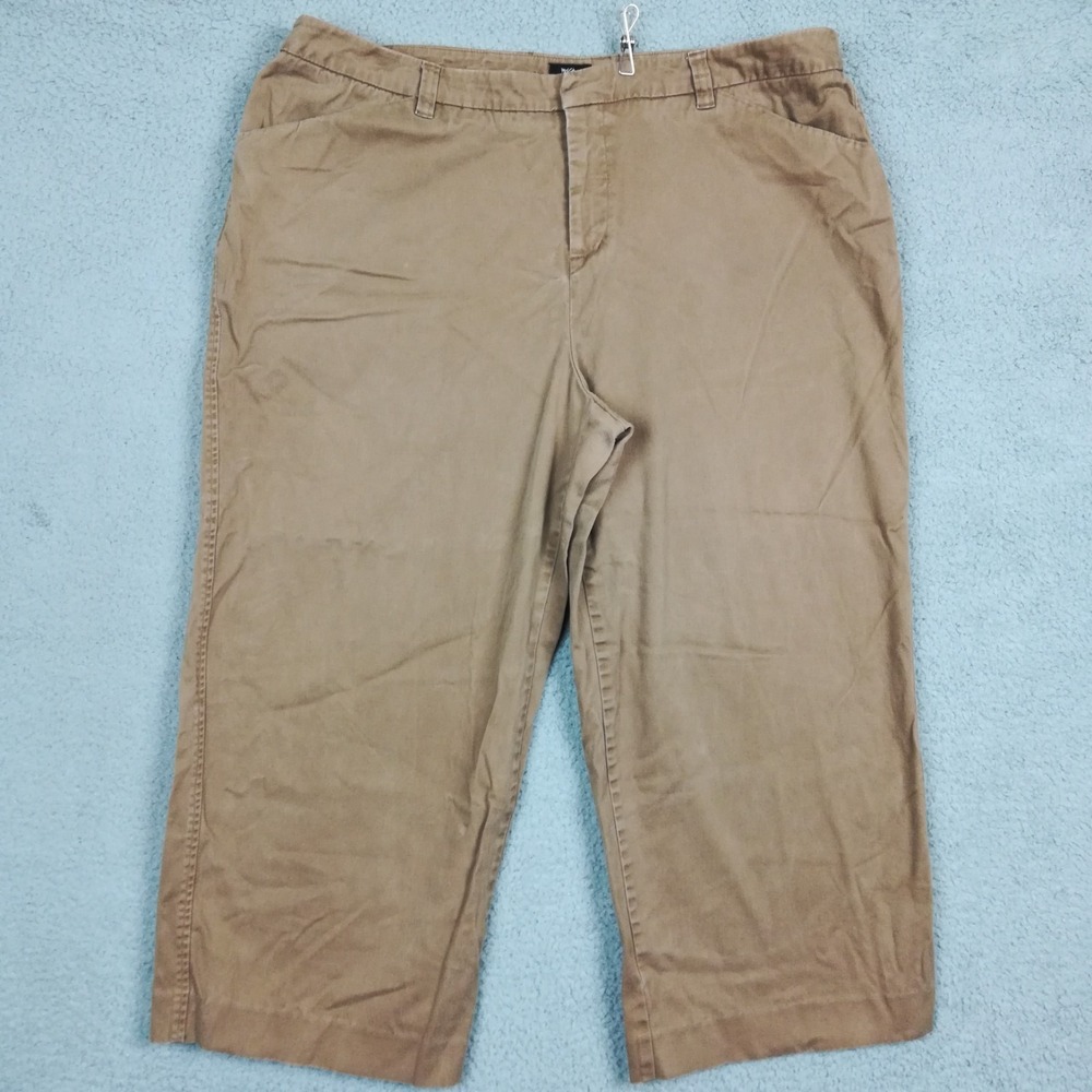 Mossimo Womens Pants Chino Crop Brown High Rise Stretch Plus Short 22W